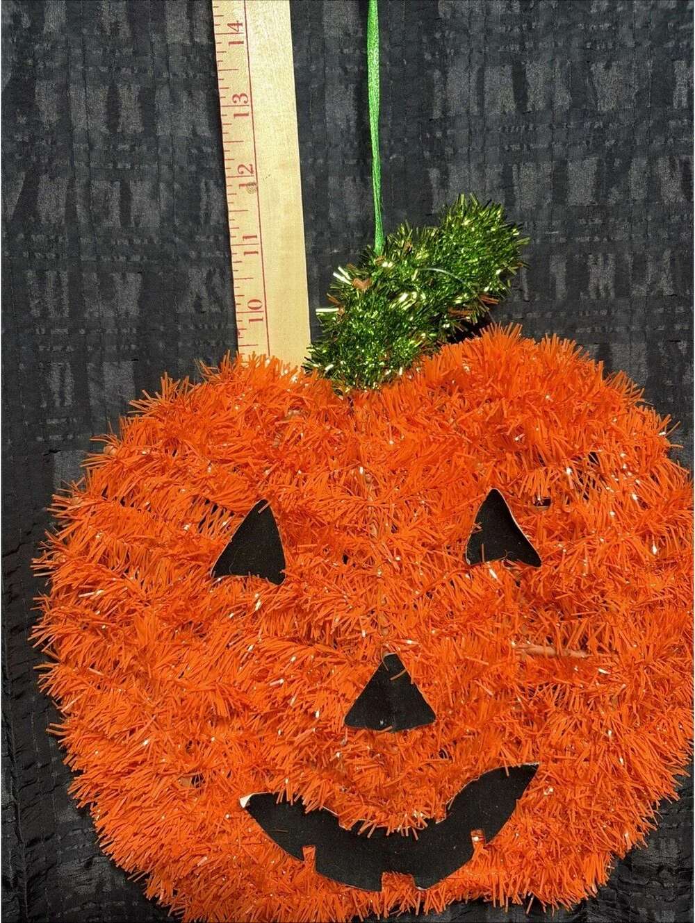 Orange Tinsel Halloween JACK O'LANTERN Home Decor Pumpkin Wall Door Decoration